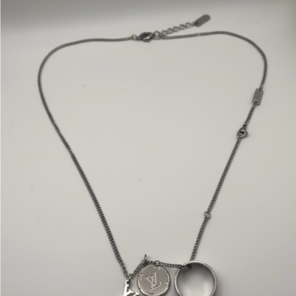 Louis Vuitton Silver Monogram Charm Necklace M62485